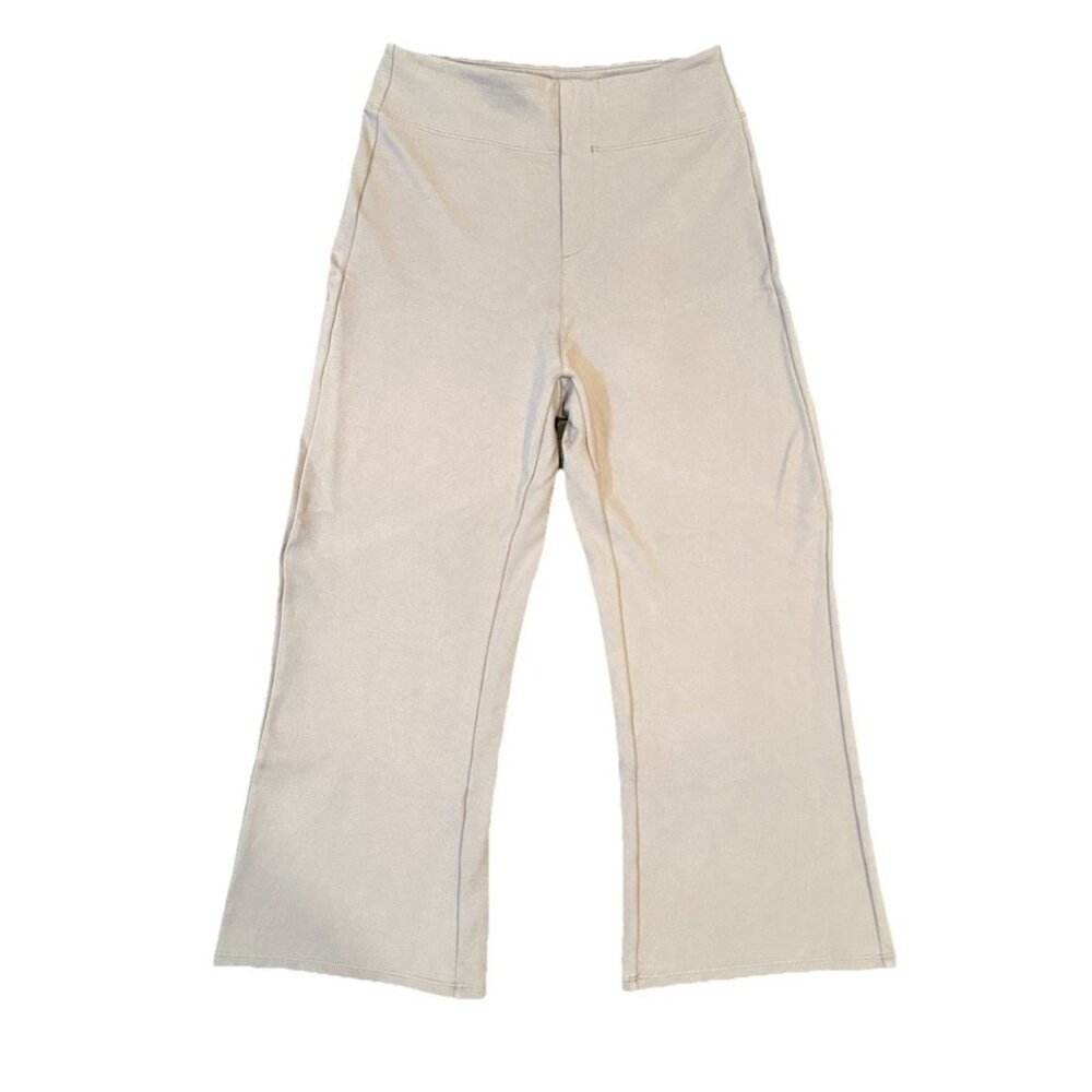 Halara Flex High Waisted Back Side Pocket Flare Cropped Work Pants Size Med Gray